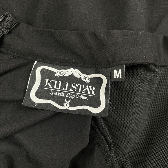 Killstar Dress Womens M Black Goth Witchy Mesh Ruffle Fit & Flare Spider Buttons - Picture 12 of 12